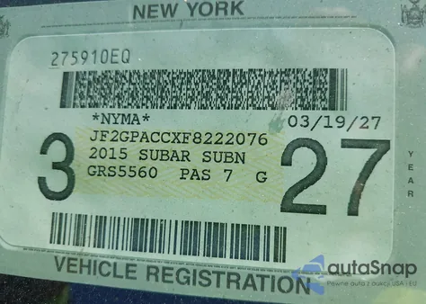 2015 Subaru Xv Crosstrek 2.0I Premium z USA, uszkodzony, nr VIN JF2GPACCXF8222076